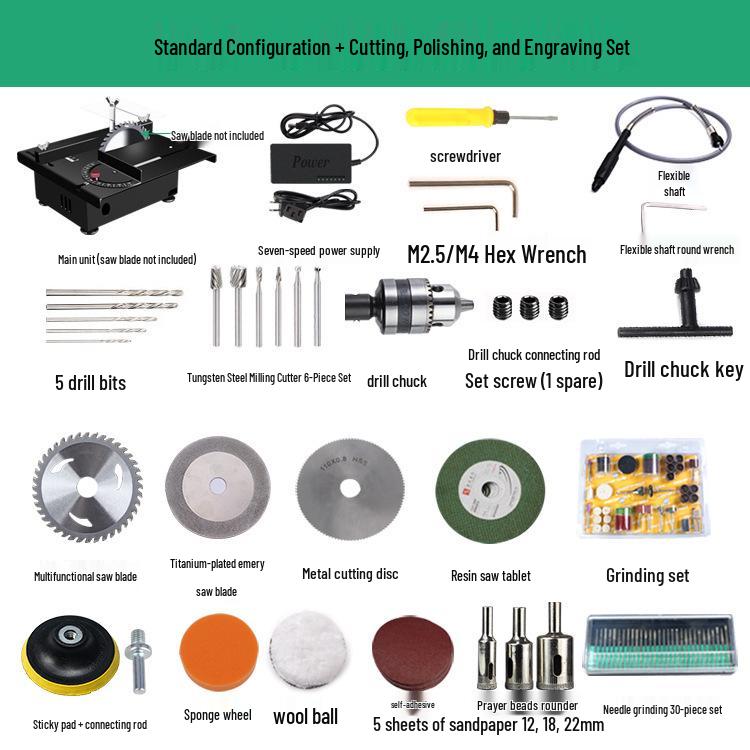 Compact Multi-Functional Electric Table Saw and Grinder for DIY Woodworking and Model Precision Cutting