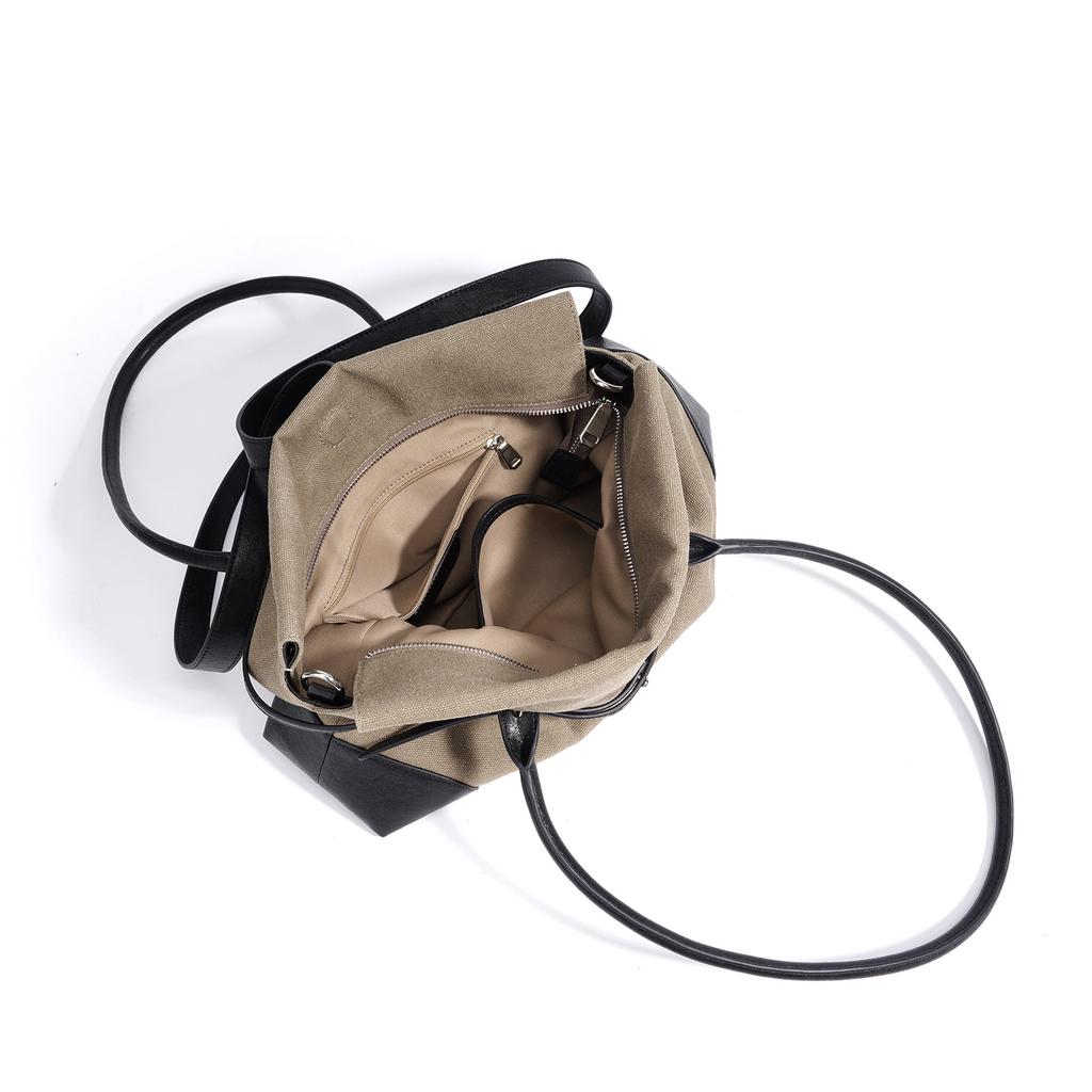 New model casual travel tote bag for women, color-blocking versatile design canvas shoulder handbag