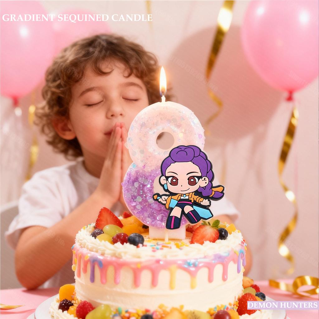 2026 hot Kpop Demon Hunter Themed Candles for Children's Birthday Parties, Exquisite Cake Decorations Party Supplies Gift