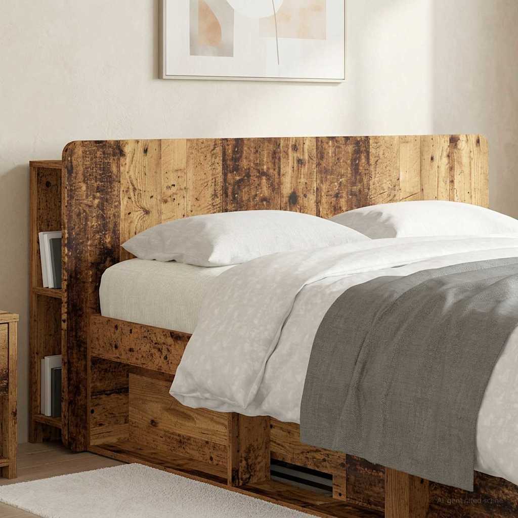 Headboard Cabinet with Storage Reclaimed Wood Effect Wood Based Material