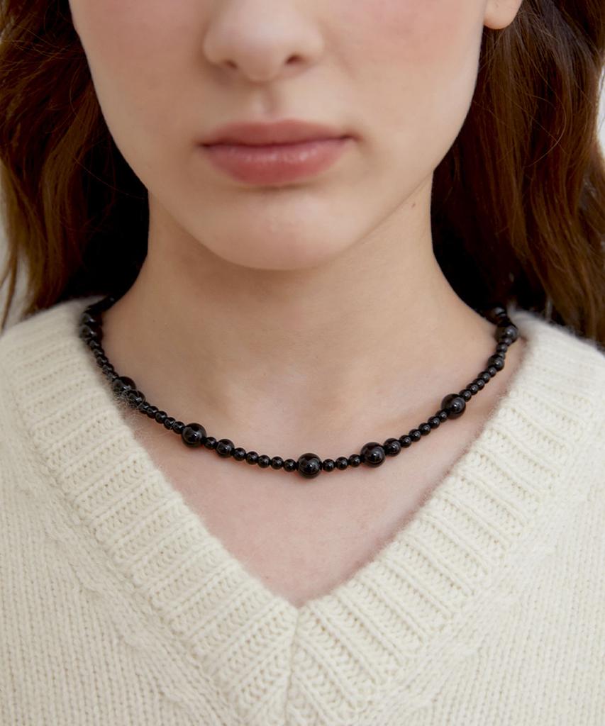 Halden Black Onyx Mix Necklace (N053_4,6,8Mm)