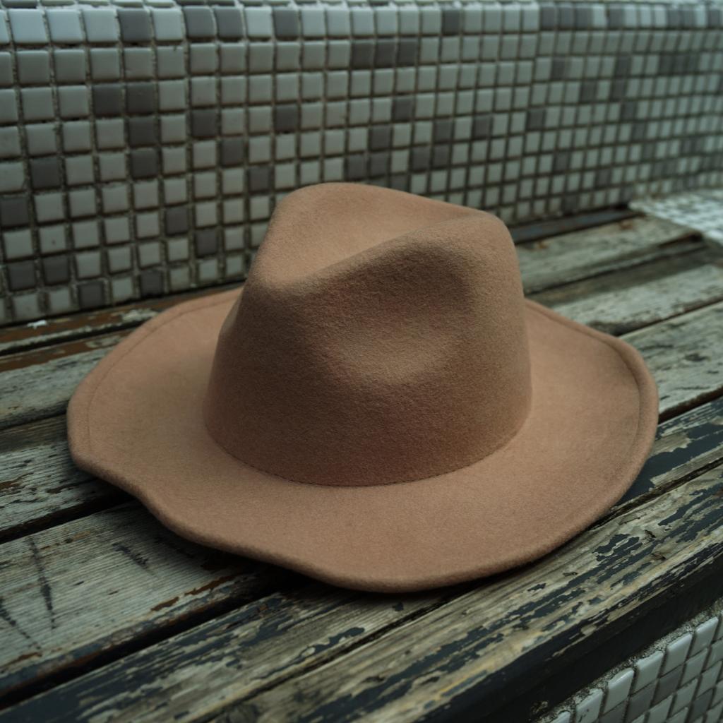 Korean Casual Brown Black Wide-Brimmed Wool Top Hat Men'S And Women'S Autumn And Winter Vacation Versatile Retro Felt Hat