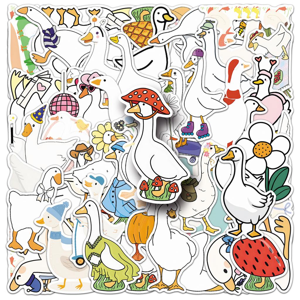 50 Gänse Doodle Aufkleber Persönlichkeit Cartoon Niedliches Tier Dekoration Handyhülle Notizbuch Aufkleber