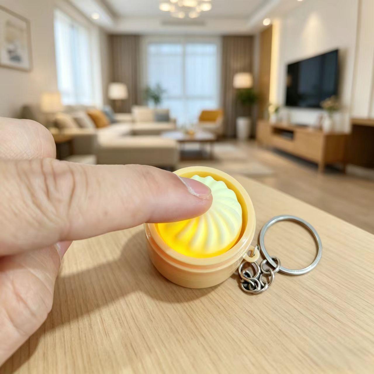 

Aesthetic Led Bun Keyring: Glow In Dark Realistic Food Squishy, Creative Edc Fidget Clicker, Trendy Bag Ornament, Gift