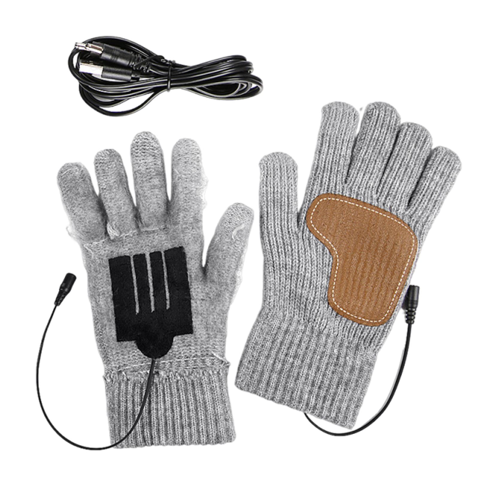 

USB Touchscreen Hand Warmer Windproof Soft Leather Heating Gloves Wear Resist Thicken Cycling Glove for Outdoor Camping Hiking