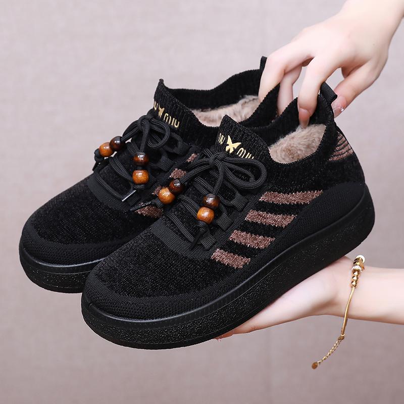 

Зимние Новые Женские Теплые Хлопковые Ботинки с Флисовой Подкладкой Нескользящая и Прочная Подошва Бесплатная Доставка Женская Обувь 40 чёрный