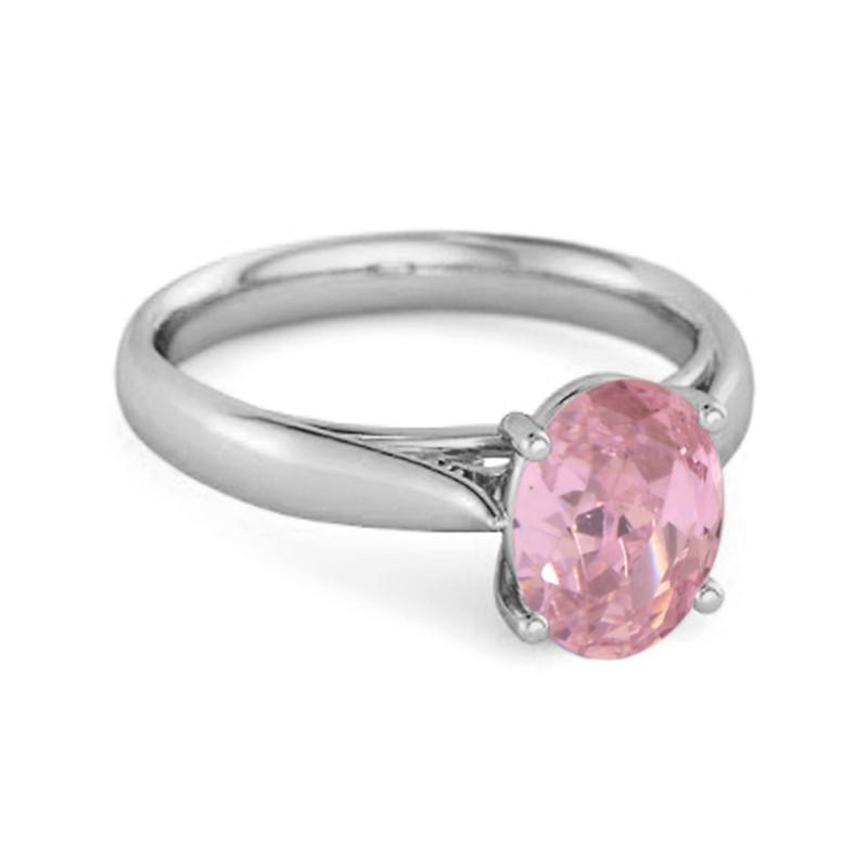 Pink Topaz Classic Solitaire Ring - Sterling Silver