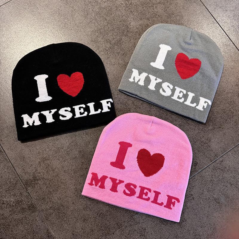 Abstract Knit Hat For Women With Warmth And Unique Letter Design For Streetwear Style