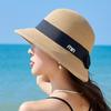 Spring and Summer Bow Webbing Sunshade Straw Hat Women's Wide-brimmed Beach Hat Versatile Vacation Sunscreen Bucket Hat