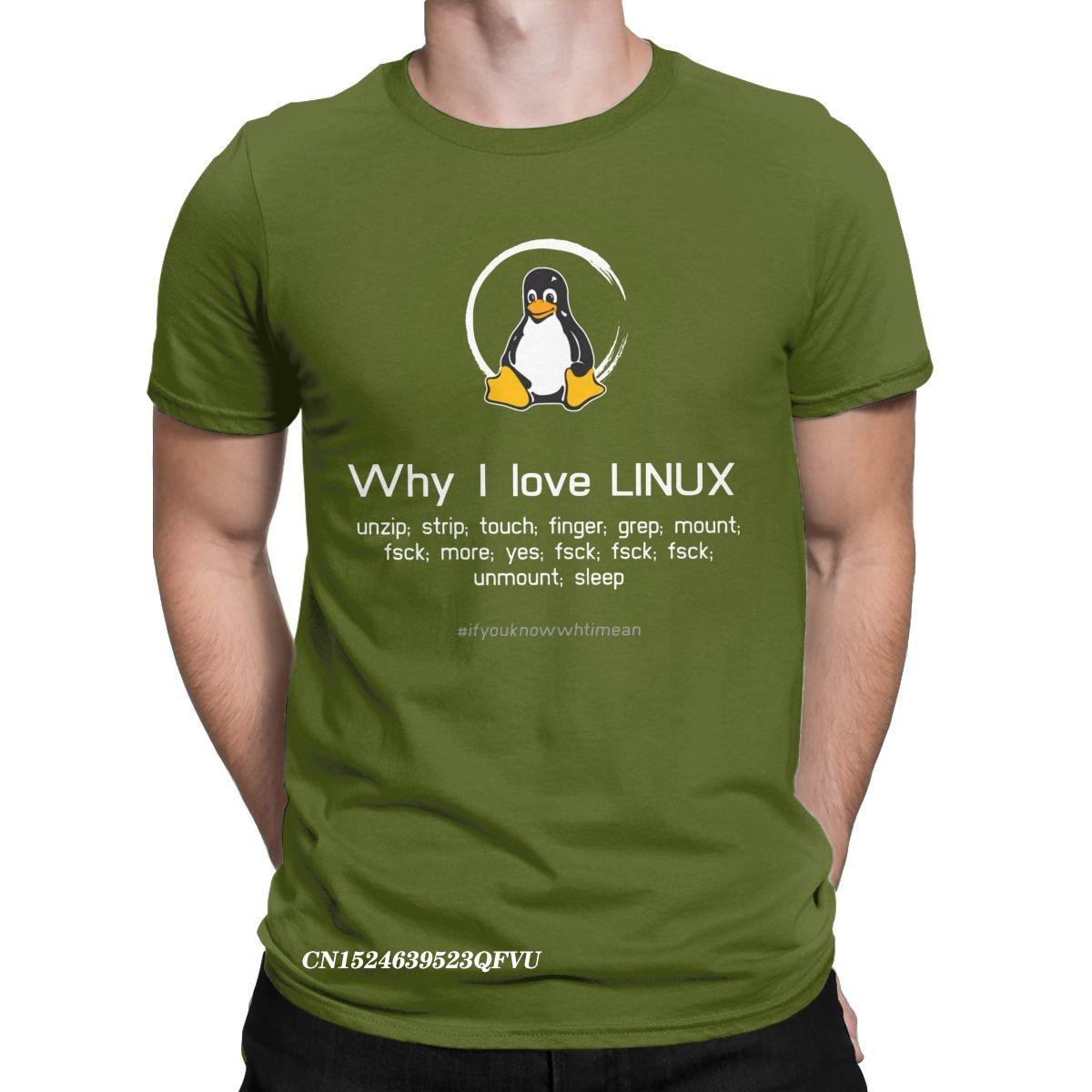 

Чоловіча футболка з пінгвіном Tux Linux з преміальної бавовни, одяг для дозвілля, футболки в стилі хараджуку манга, естетичні сорочки M армія зелений колір