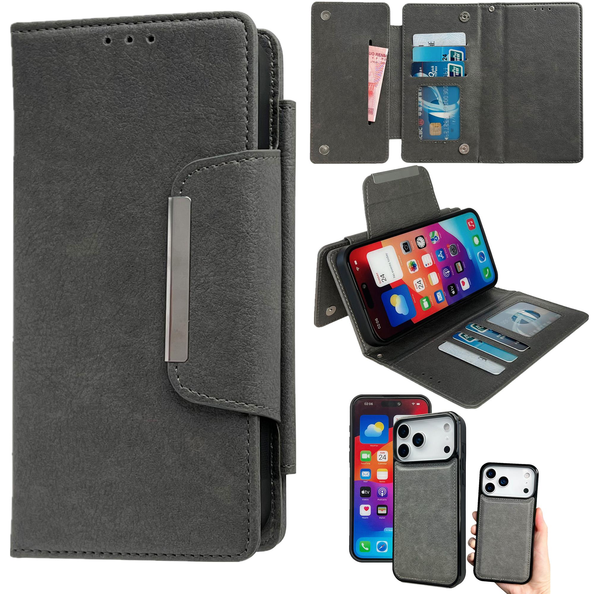 

For iPhone 17 Pro Max Case Detachable 2 in 1 Magnetic Closure PU Leather Wallet Phone Case