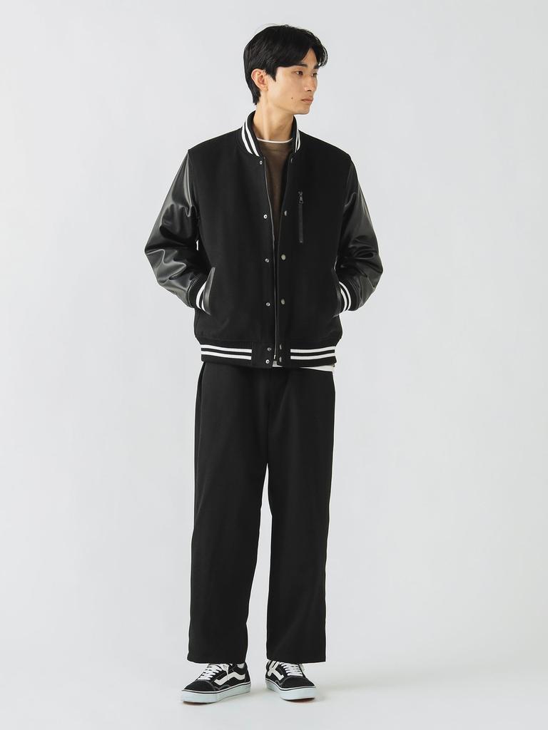 Beams Heart Stadium Chest Zip Size 42180080147 Men's Blouson, Black, M,