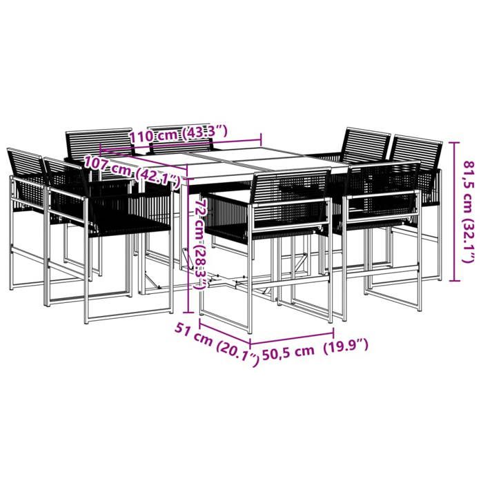 VidaXL Garden Dining Set 9 Pcs Black Wicker, Outdoor Dining Set, Dining Furniture 3295038
