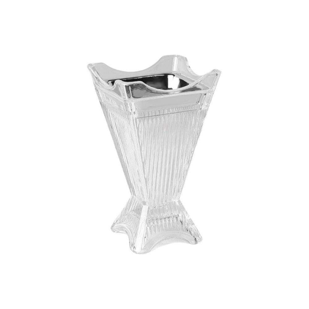 Arabic Style Glass Incense Burner Nordic Ironwork Clear Engraved Square Incense Holder Ornament Four-Corner Design
