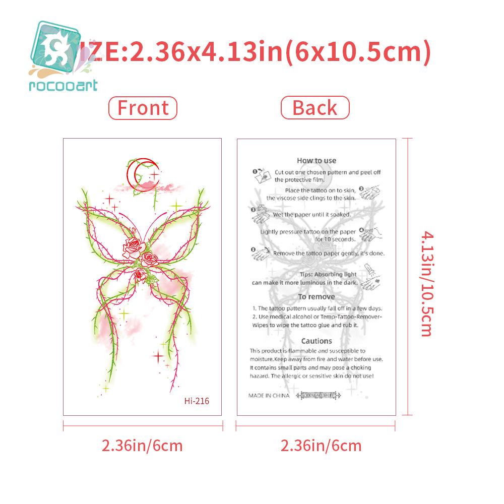 Rikaron Waterproof Luminous Butterfly Tattoo Stickers - Long-lasting, Realistic, Simple Japanese Washable Design for Dopamine Aesthetic.