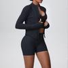 Seamless Slim-Fit Zipper Jacket & Bra with Peach Three-Quarter Fitness Pants Yoga Set