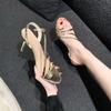 Fashion Stiletto Sandals Summer New Round Toe Open Toe One Strap Anti-slip Wear-resistant High Heels