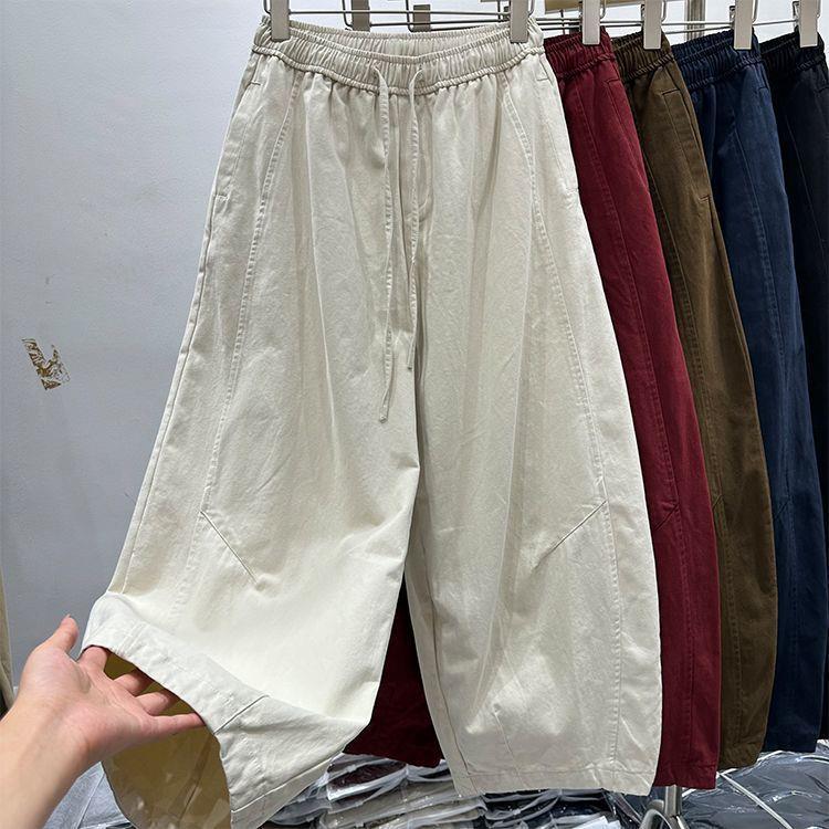 

Discover the new stylish and slimming women s straight-leg pants with an elastic waist, offering a trendy and comfortable loose fit. L (110-125 jin)