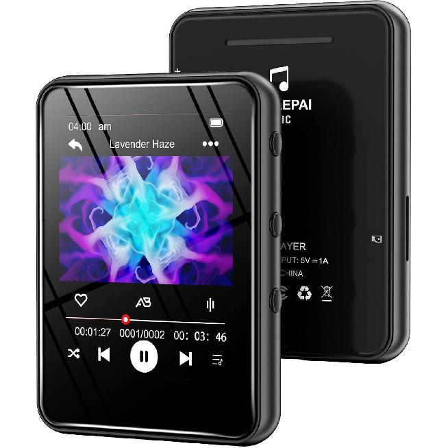 MP3 Player with Bluetooth, Full Touch Screen Music Player with Speaker and Micro SD Card Slot, 64GB Audio Player, FM Radio, Voice Recorder,