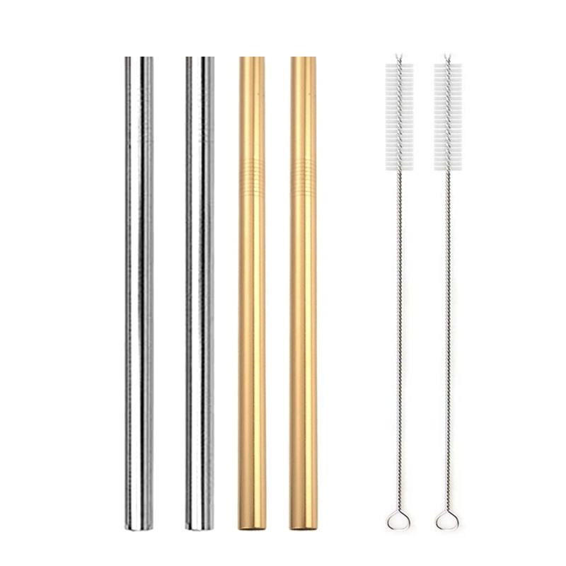 4-teiliges Set aus wiederverwendbaren Metall-Strohhalmen aus 304 Edelstahl mit 12 mm Durchmesser für Bubble Tea, Milchshakes und Boba-Trinkhalme mit 2 Bürsten