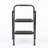 SANWA SUPPLY STL-1 2-Step Folding Stepladder, 150kg Weight Capacity, Steel Frame, Black