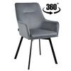 Swen Velvet Grey Upholstered Swivel Chair