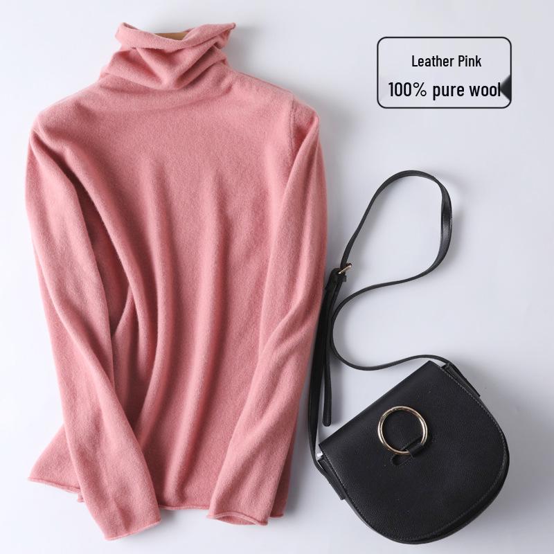 100% Pure Wool Slim Fit High Neck Sweater for Women - Autumn/Winter Fashionable Base Layer