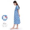 Hello Kitty One Piece Nightgown Cotton Broadband Button Front Room Wear Loungewear Gingham Hello Kitty [SAZAC] 100% Women's (Blue/M-L/SAN1779)