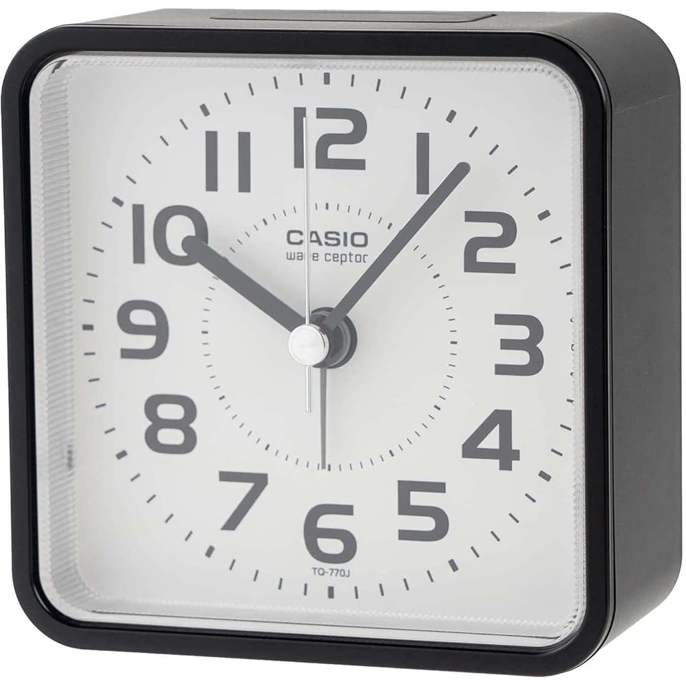 Casio Alarm Clock, Radio-Controlled, Black, Analog, Nighttime Second Hand Stop, Snooze, Light, TQ...