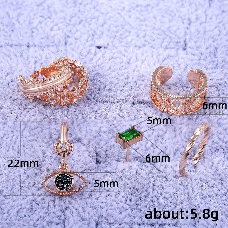 Best-Selling, Trendy 6-Piece Set, Women'S Stud Earrings, Ear Clips, Copper Inlaid Zircon Stud Earrings.