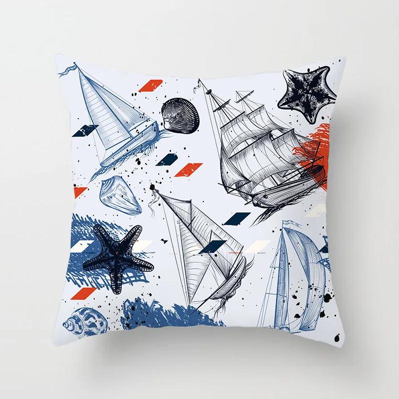 Pillowcases Home Decor Living Room  Cute Blue Ocean Pillowcase Office Chair Double Bed Cushion Cover