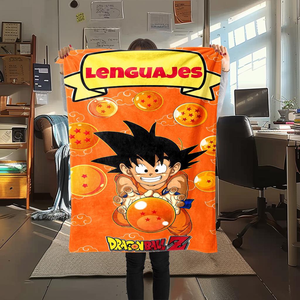 1 ks Flanelová deka s potiskem Dragon Ball Super, Vysoce kvalitní, Pro všechna roční období, Domácí dekorace, Teplo a pohodlí, Perfektní jako vánoční dárky