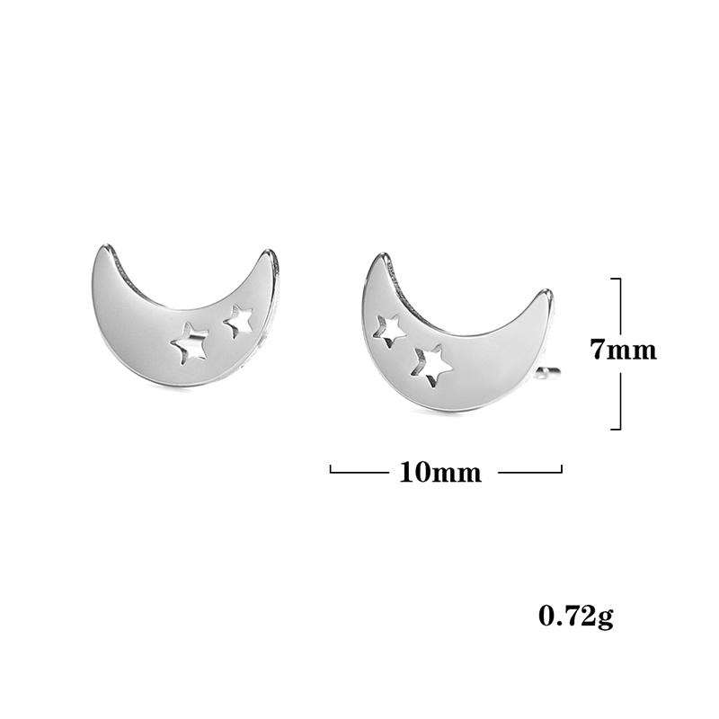 Teamer Korean Fashion Earrings Trendy 2026 Stainless Steel Stud Earrings for Women Pentagram Heart Cross Moon Minimalist Jewelry