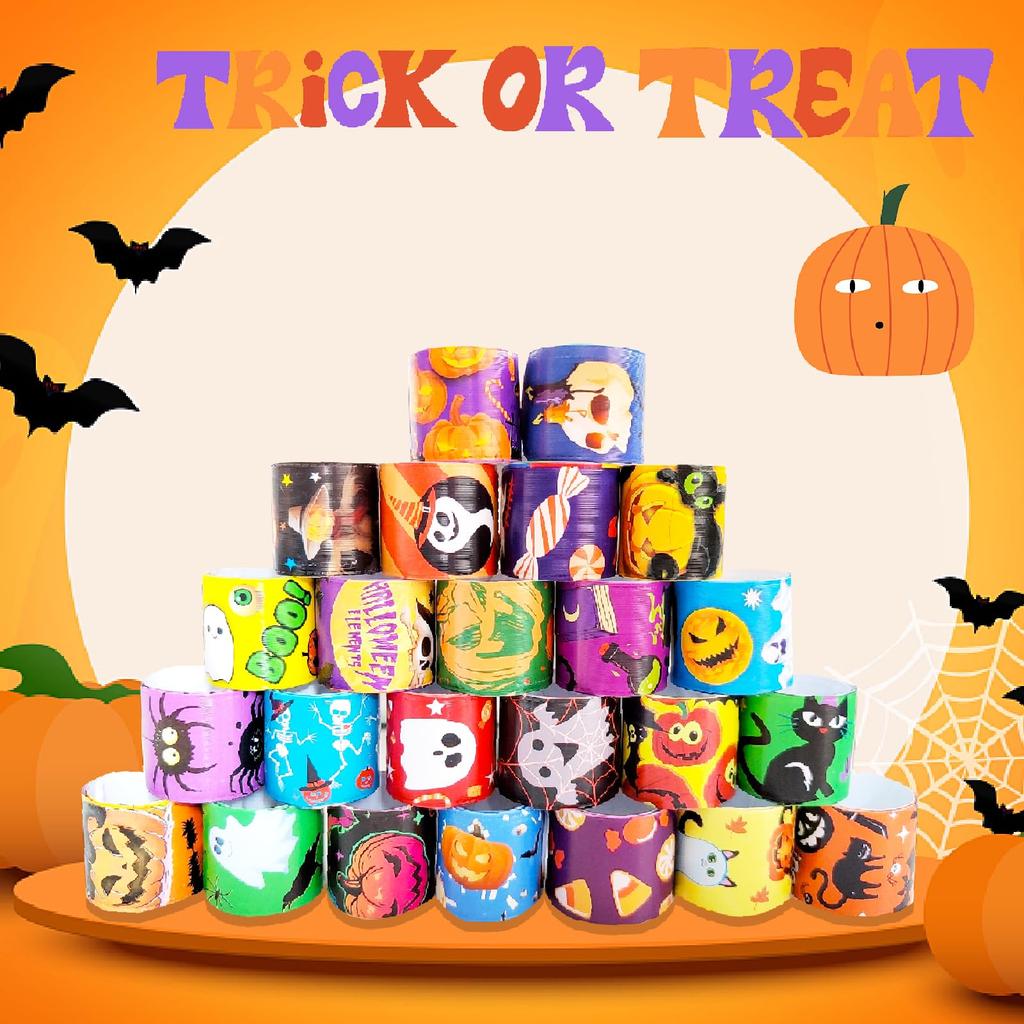 12/24 Stück Halloween Basteln Schnapparmbänder Piñata Spielzeug Beute Party Geisterfest Klatscharmbänder Kindergeburtstagsparty DIY Dekorationen