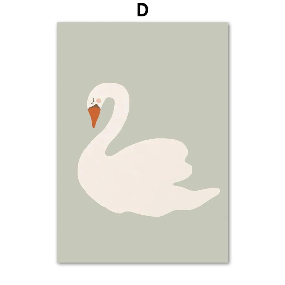 Nordic Cartoon Mouse Cat Goose Bird Bee Mushroom Wall Art Posters and Prints Canvas Painting Wall Pictures Baby Kids Room Decor