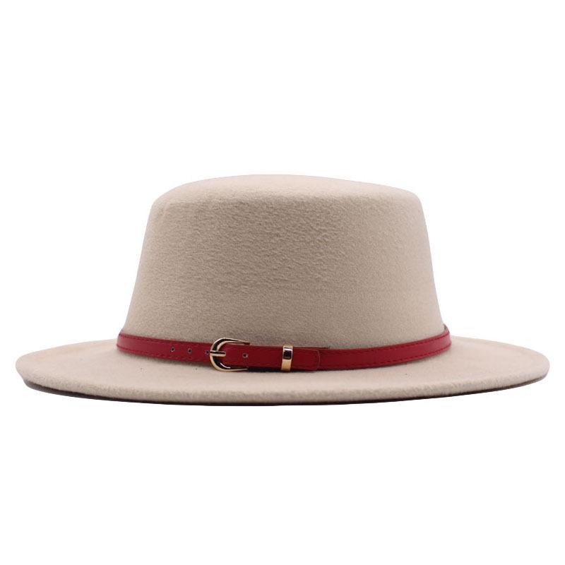 Autumn and winter new British men's top hat, flat-top woolen hat, European and American jazz hat, big-brimmed women's hat