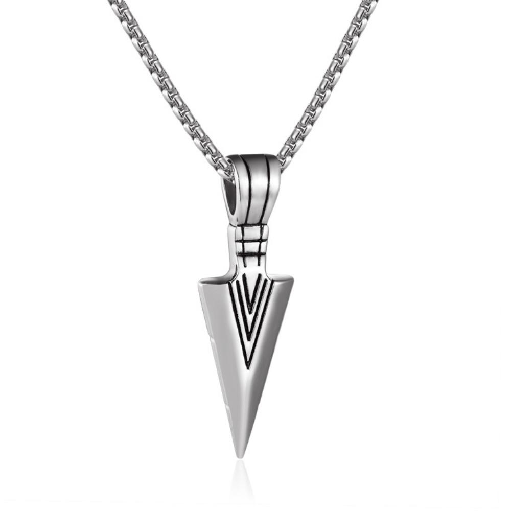 Stainless Steel Cast Arrow Pendant, Titanium Steel Men's Necklace, Personalized Spearhead Pendant, Punk Accessories