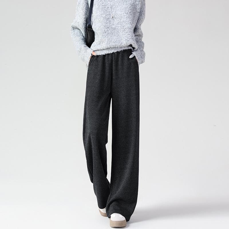 

Drapey Wide-Leg Herringbone Acetate Wool Pants - Women s Comfortable Slimming Casual Style 4XL (Weight 170-200 lbs)
