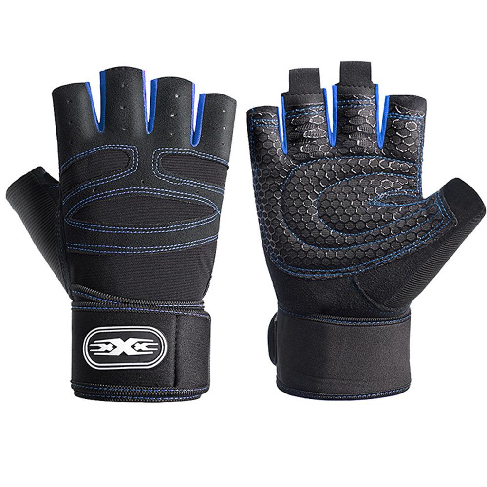 Fitness Gloves Men and Women's Gym Palm Protection Equipment Weightlifting Exercise Lengthened Wristband Anti Slip Training Gloves