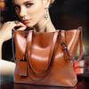 Leather Bucket Bag Simple Style Double Strap Handbag Shoulder Bags for Women Shopping Tote Ladies Tote Bag