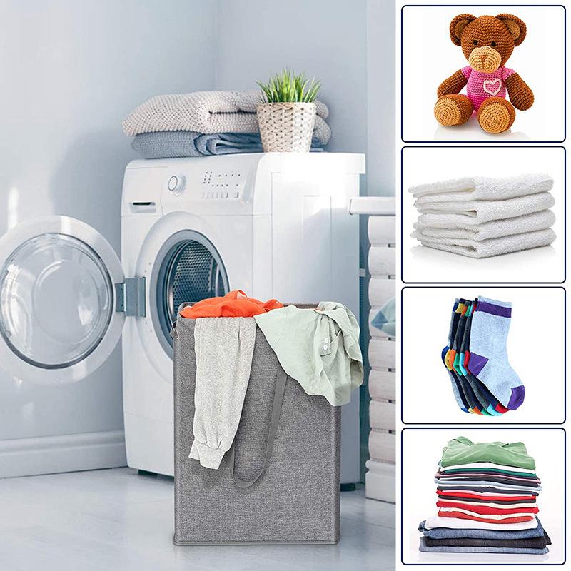 Double-Layer Narrow Strip Laundry Basket with Lid and Handle