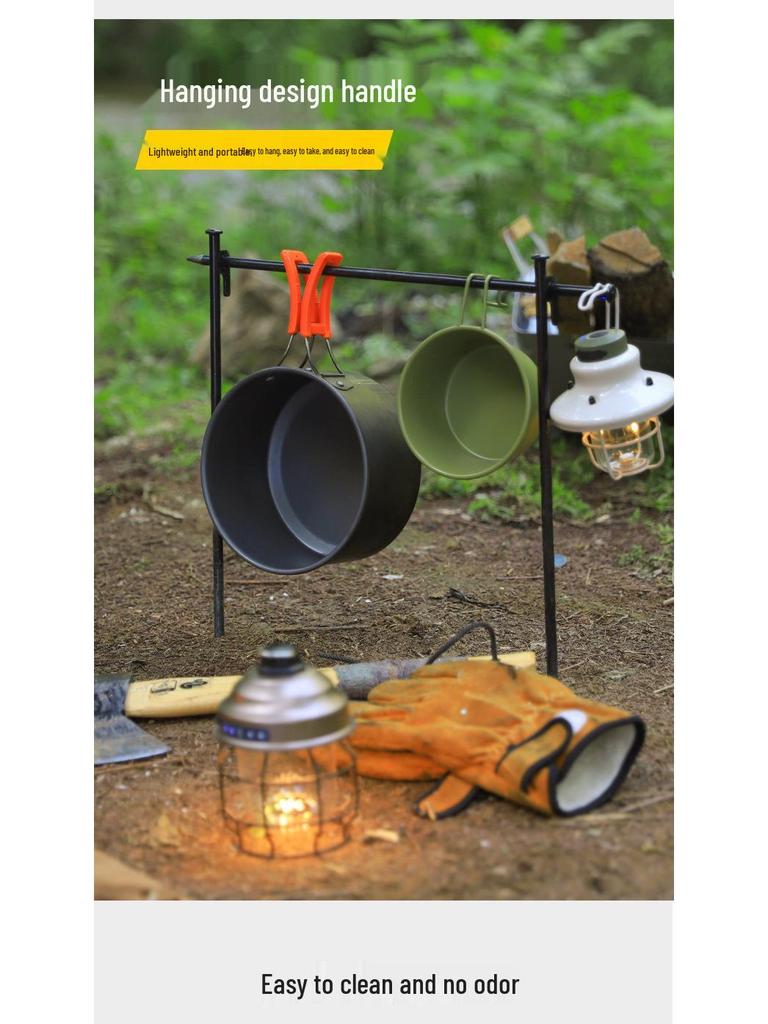 Portable Camping Cookware Set for 2-3 People - Includes Cookware, Teapot, and Utensils (DS-308)