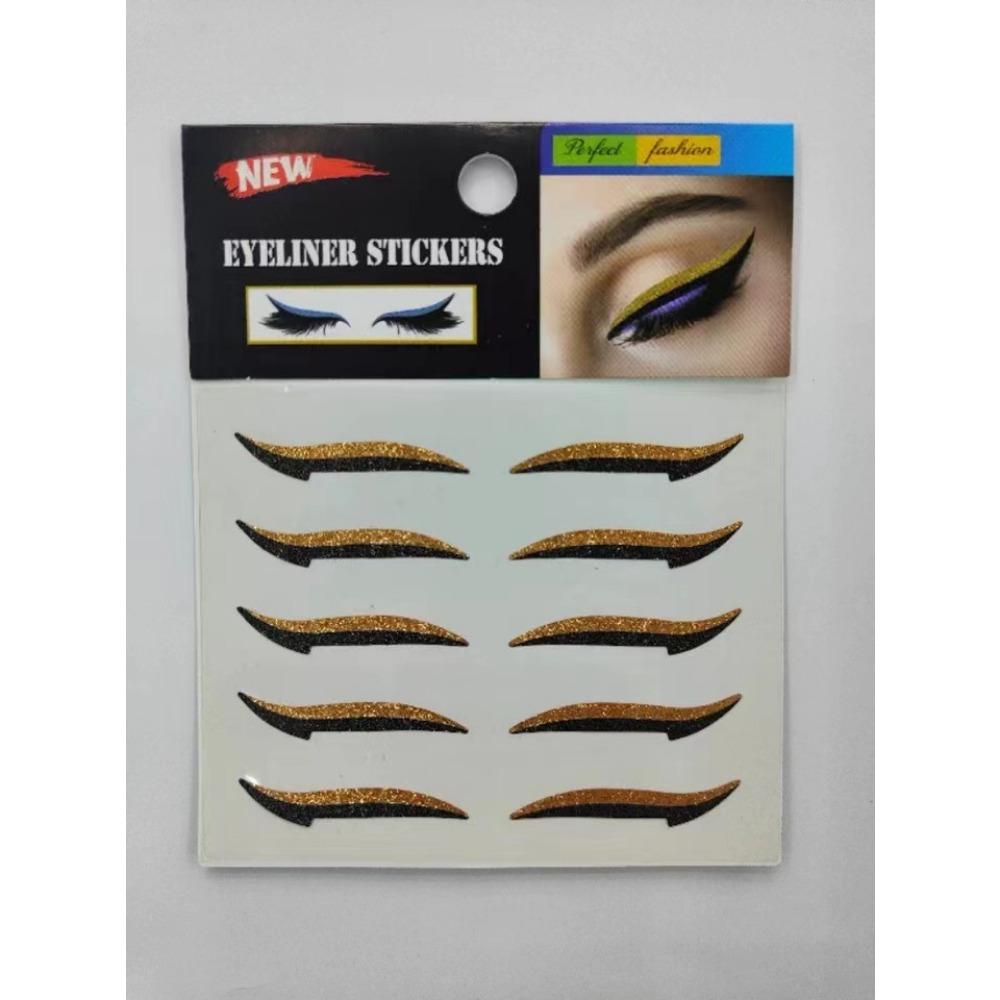 5 Pairs /6 pairsFake Glitter Eyeliner Sticker Self-adhesive Party Makeup Eyeliner Sticker Magic Double Eyelid Tape Cat Eye Makeup Cosmetic Tools