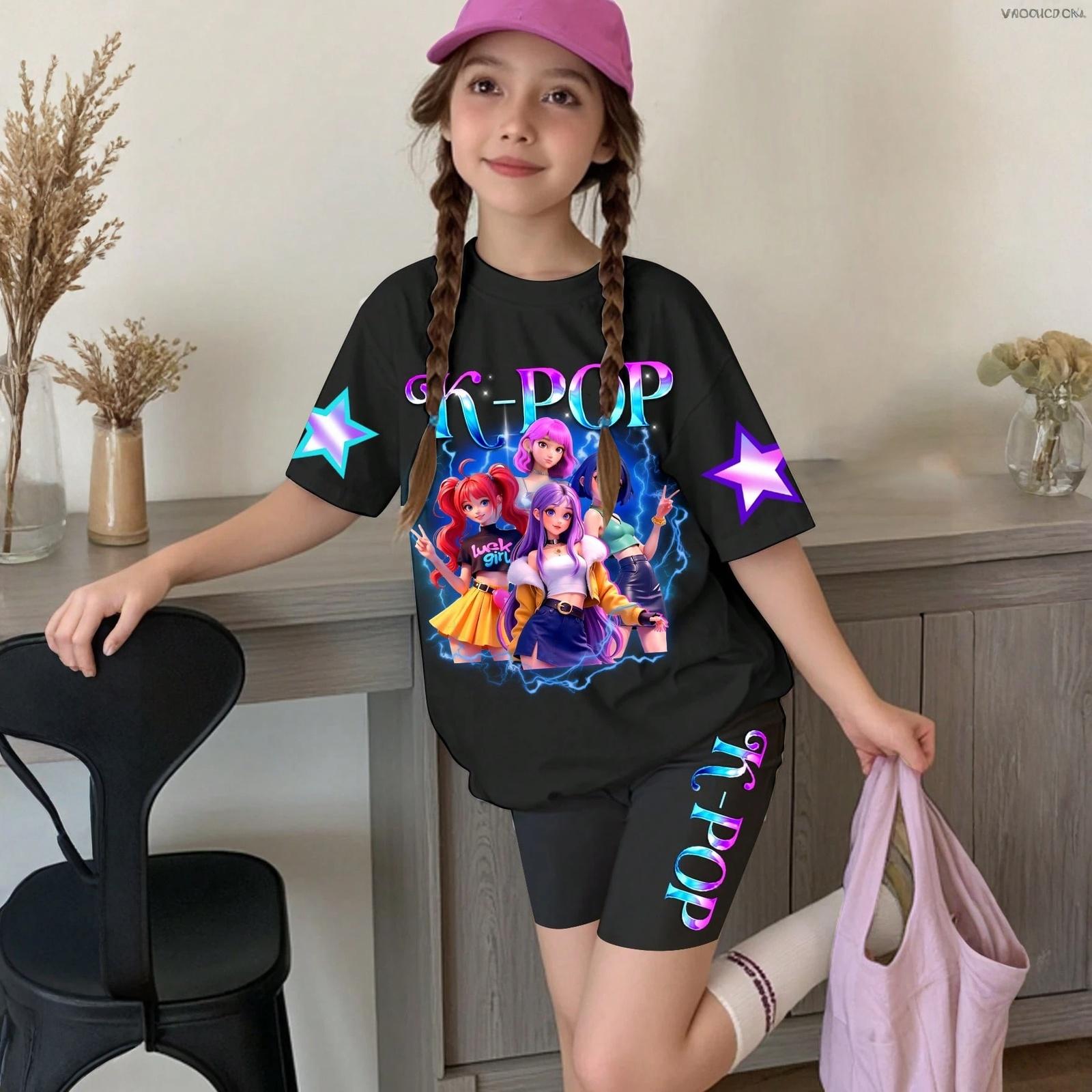 

Infant Newborn Baby Girls Boys Loose Print T-shirt+Pants Print Outfits Set 100 чёрный