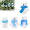 Winter Landscape Ornaments 4Pcs Polar Bear Micro Ornaments, Resin Miniature Figurines, Tiny Animal Snowscape Sand Table Props Figurines with Scarf for