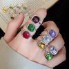 8Pcs Y2K Classic Geometric Ring Exaggerated Big Dome Plain Ring Crystal Opening Rings Set  Women