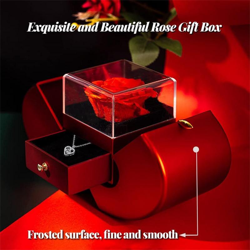 Eternal Flower Apples Christmas Gift Box Rose Flower Birthday Party Valentine's Day Gifts Forever Love Jewelry Box Holder