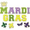 14PCS Mardi Gras Chenille Patches Fleur De Lis Letter Yellow Crown Purple Mask Sew Iron On Embroidered Appliques