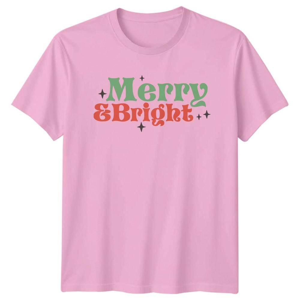 Merry Bright Christmas Holidays Retro Unisexs TShirt Unisexs Graphic Tee