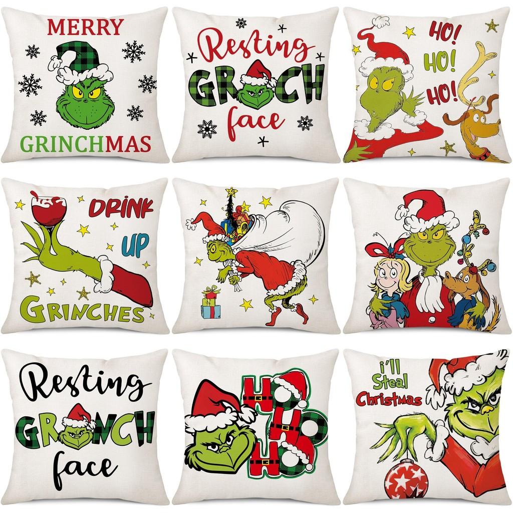 Cozy Green And Red Grinch Christmas Pillow Cover For Stylish Home Dcor 45x45cm